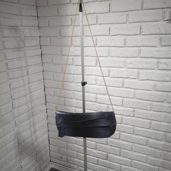 Aldo Ladies Navy Reptile Pattern Chain Strap Crossbody or Clutch Purse - Picture 3 of 11